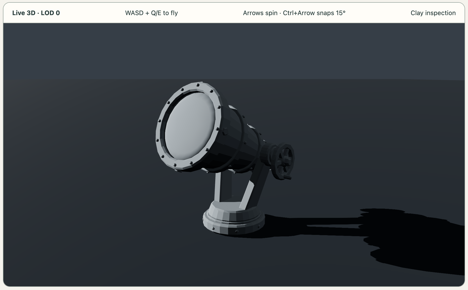 Storybook clay viewer showing an untextured model